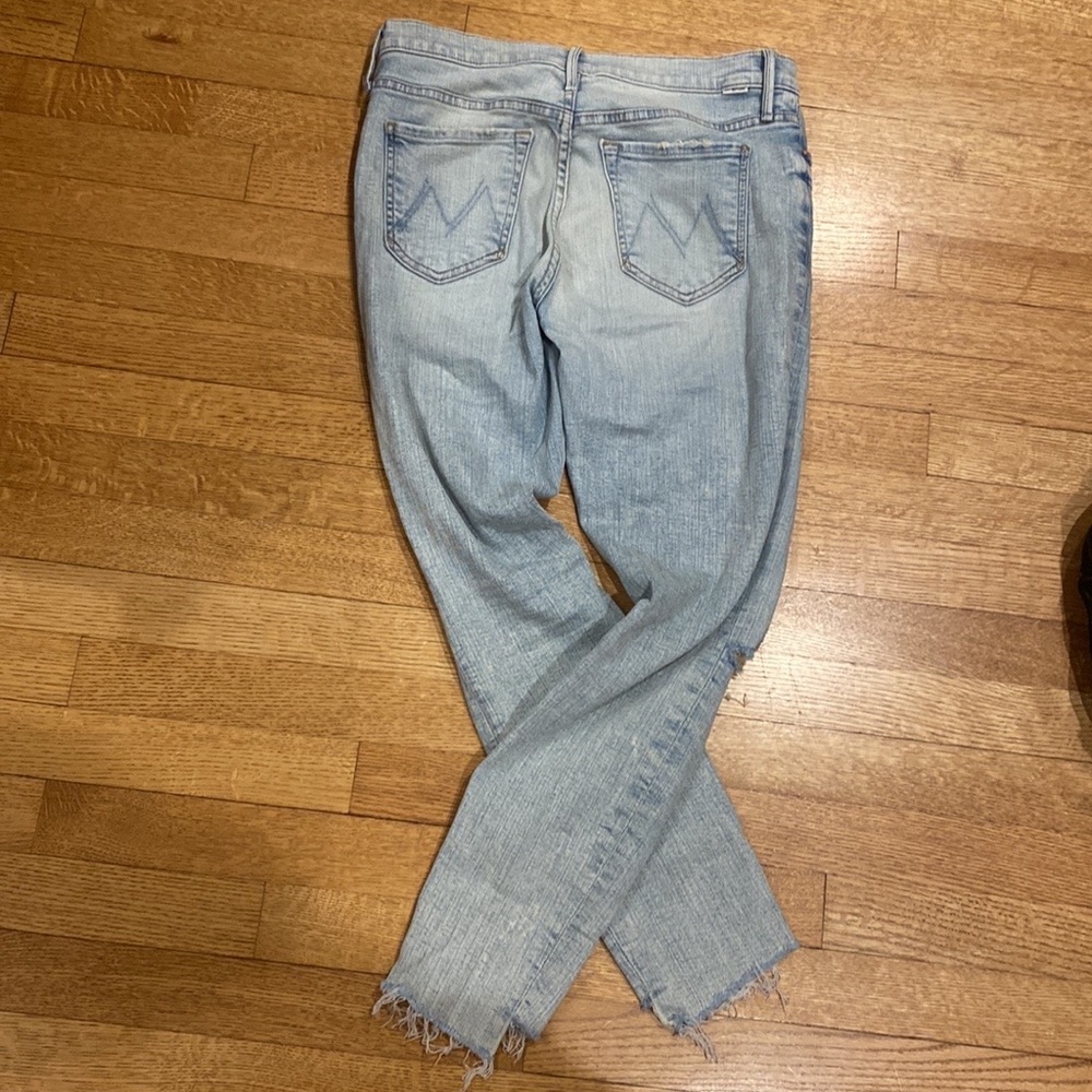 Mother the Insider zip ankle step fray 27 rolling in the bushes stretch denim